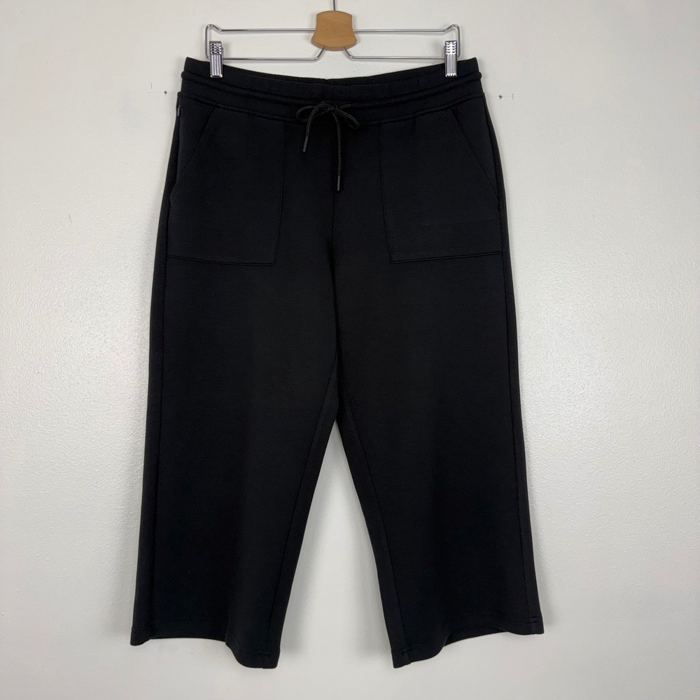 Quince Black Cropped Wide-Leg Sweatpants